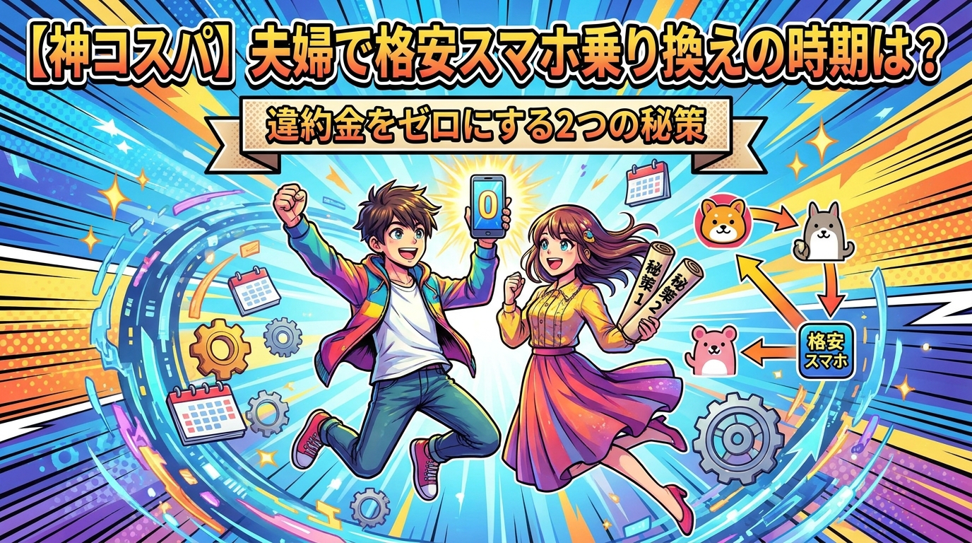 【神コスパ】夫婦で格安スマホ乗り換えの時期は？違約金をゼロにする2つの秘策