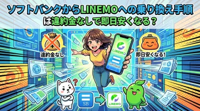 ソフトバンクからLINEMOへの乗り換え手順は違約金なしで即日安くなる？