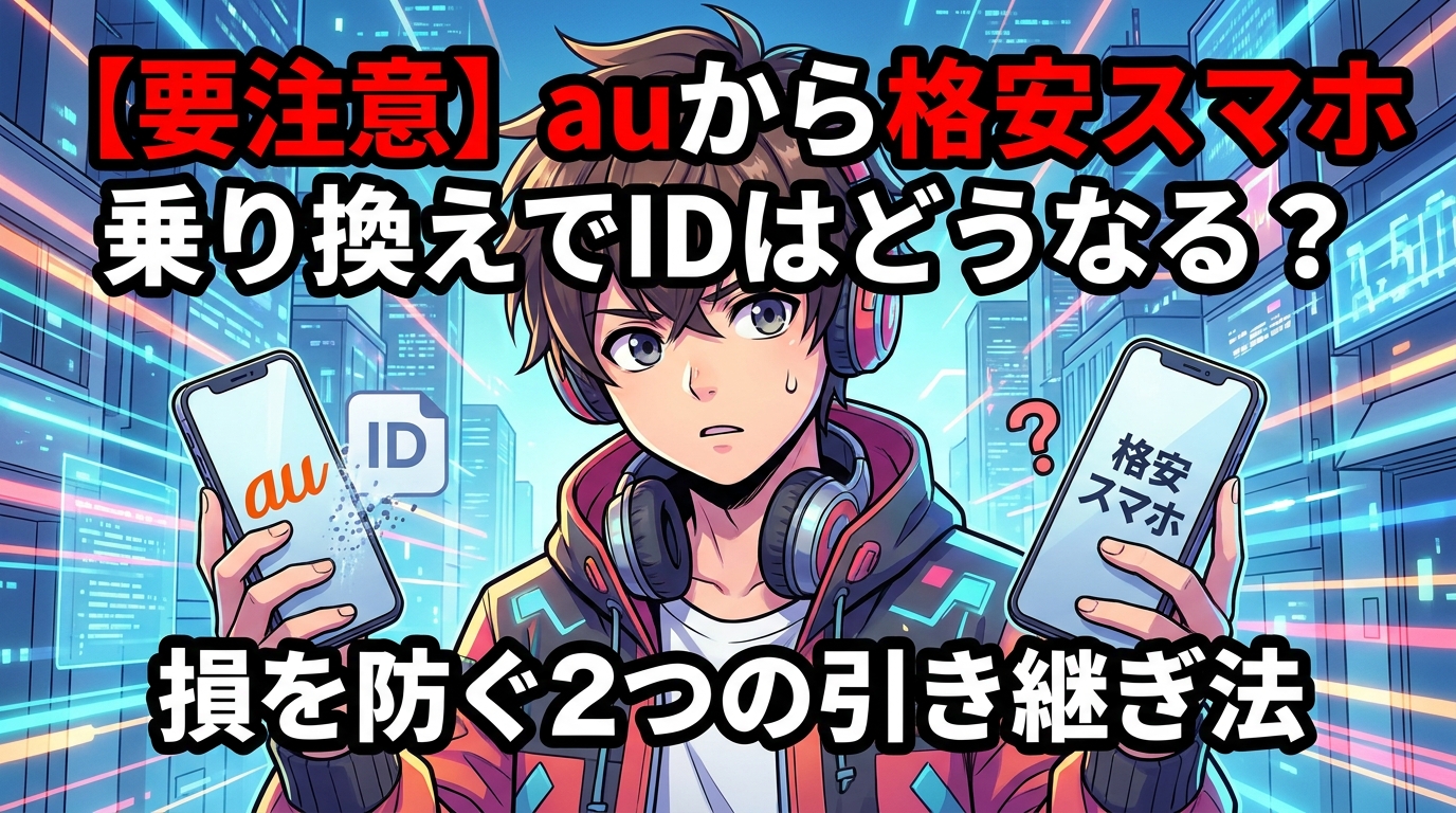 【要注意】auから格安スマホ乗り換えでIDはどうなる?損を防ぐ2つの引き継ぎ法