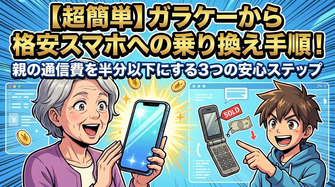 【超簡単】ガラケーから格安スマホへの乗り換え手順!親の通信費を半分以下にする3つの安心ステップ