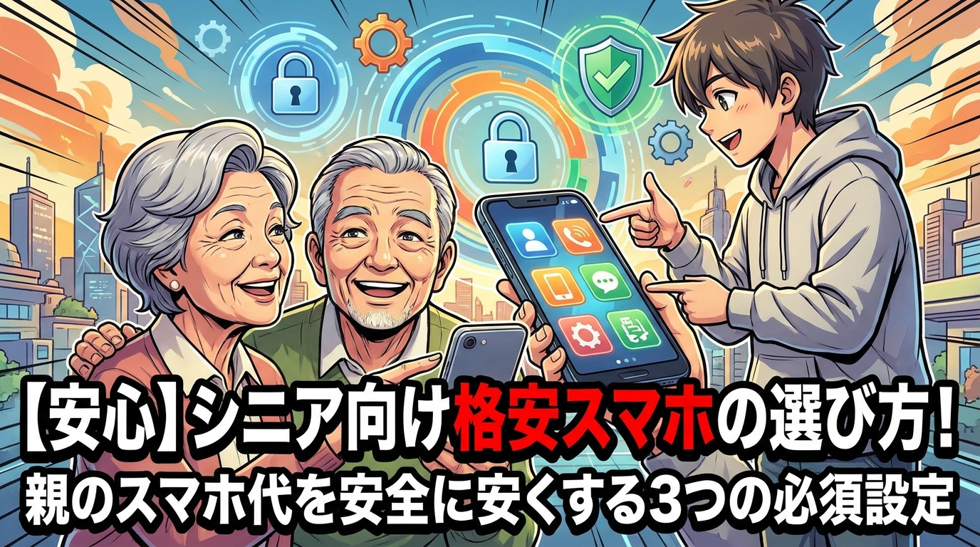 【安心】シニア向け格安スマホの選び方!親のスマホ代を安全に安くする3つの必須設定