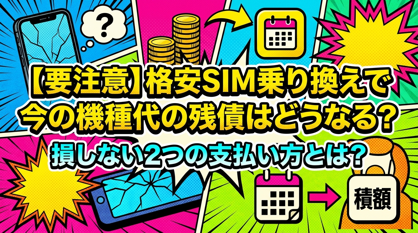 【要注意】格安SIM乗り換えで今の機種代の残債はどうなる？損しない2つの支払い方とは？