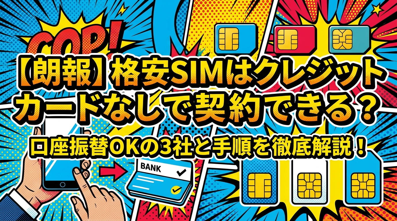 【朗報】格安SIMはクレジットカードなしで契約できる？口座振替OKの3社と手順を徹底解説！